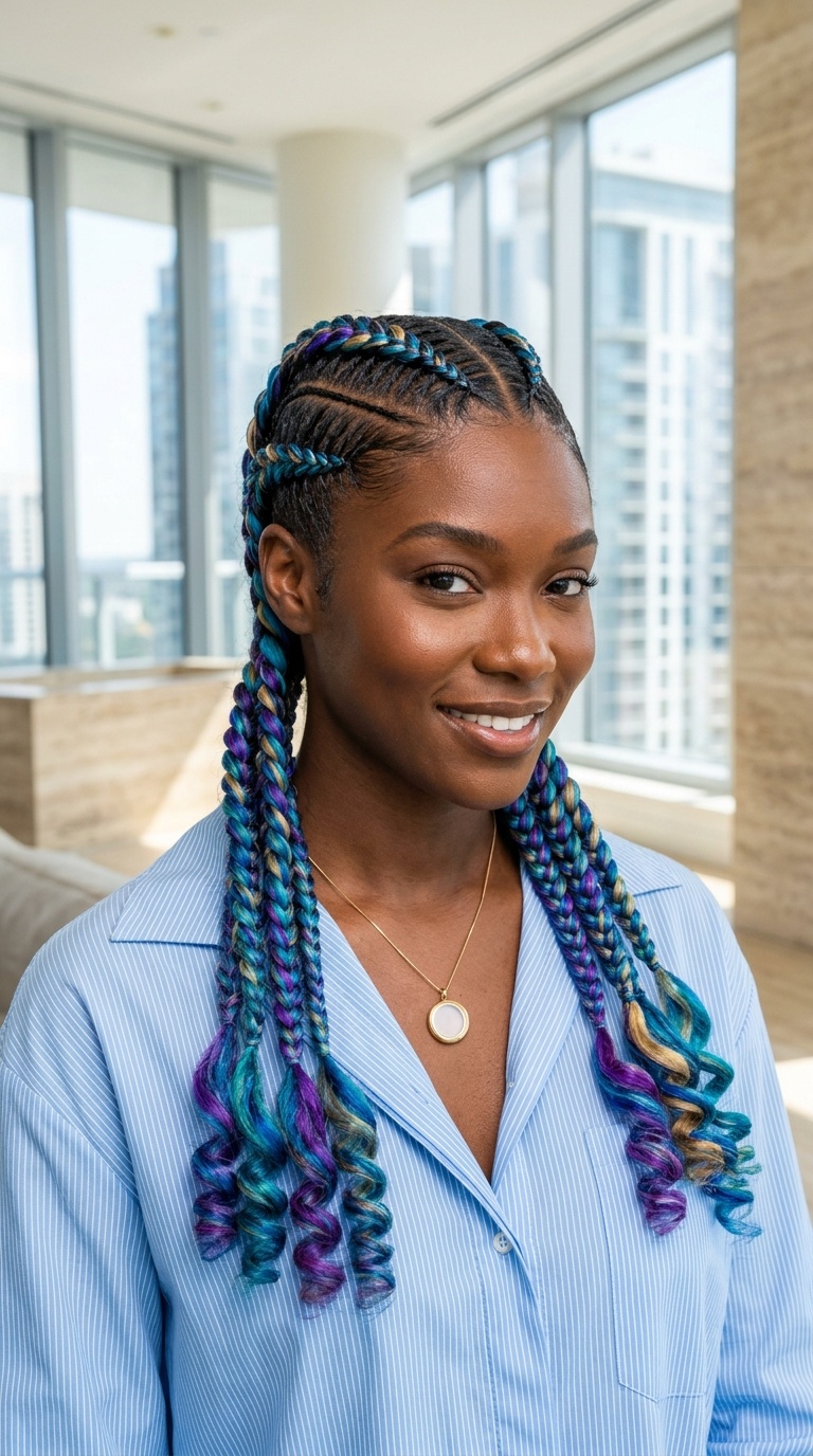 Two Braids Hairstyle With Color