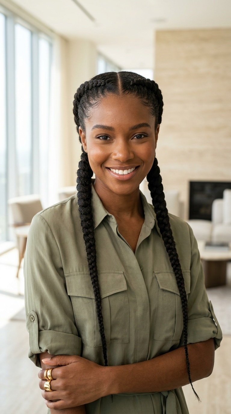 Two Braids On Transitioning Hair