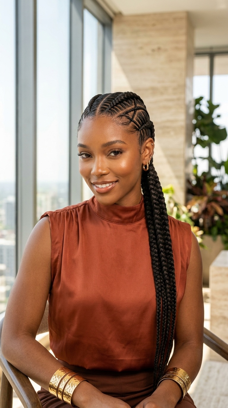 Two Braids With Crisscross Design