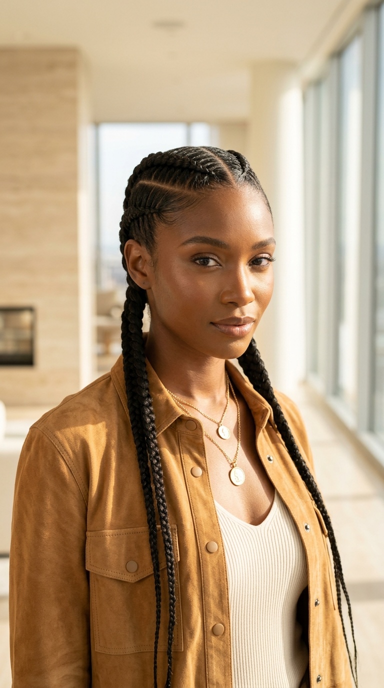 Two Braids With Side Parts