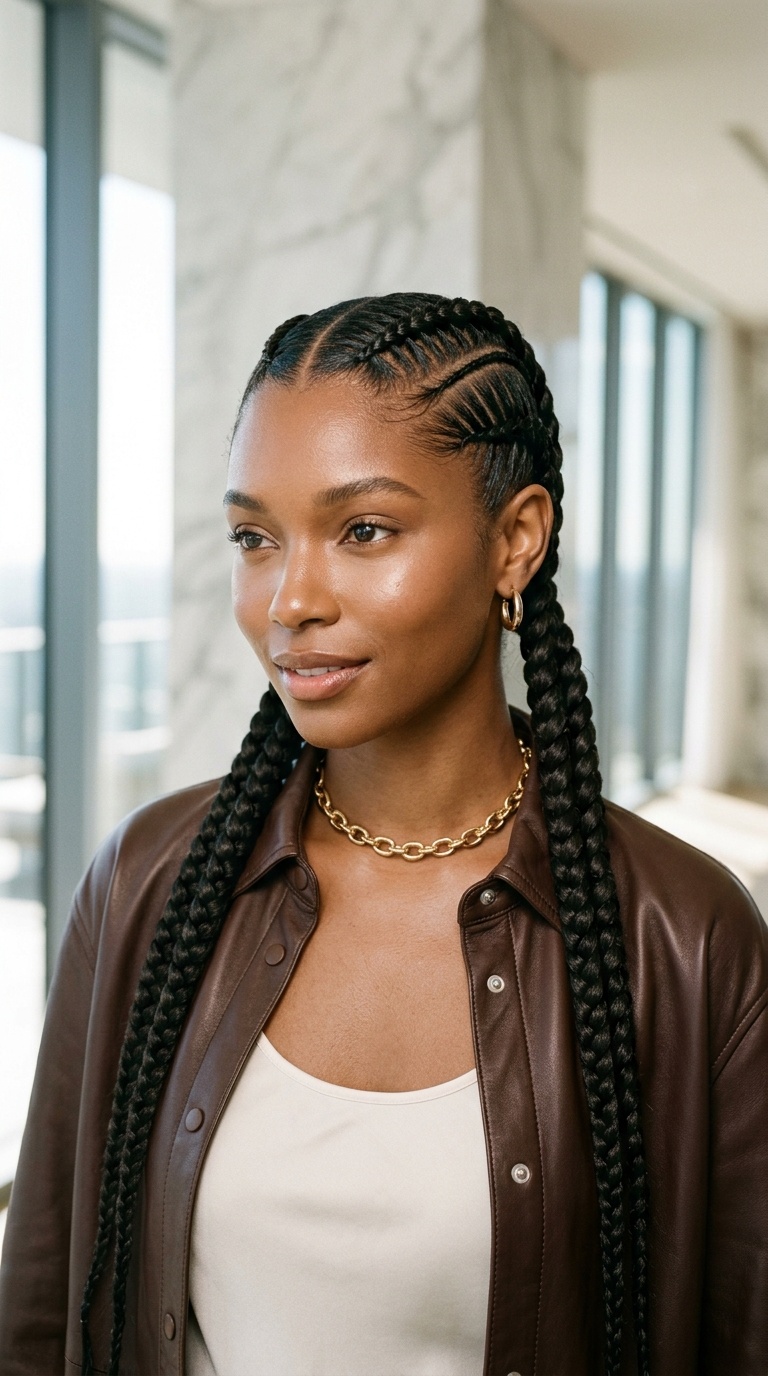 Two Braids With Stitch Pattern