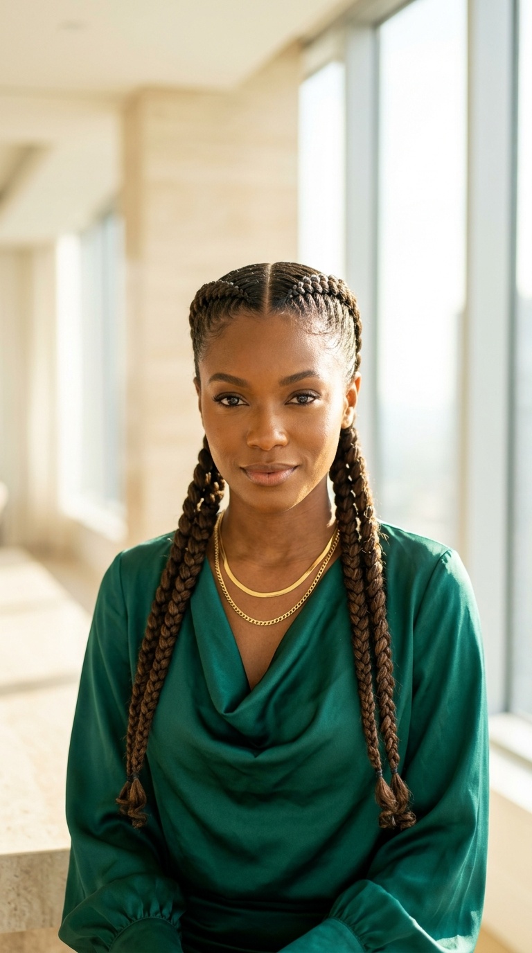 Two Dutch Braids Black Women
