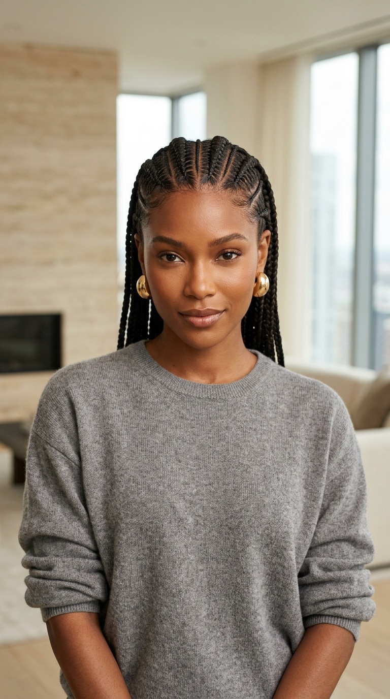 Two Layer Cornrow Braids Black Women