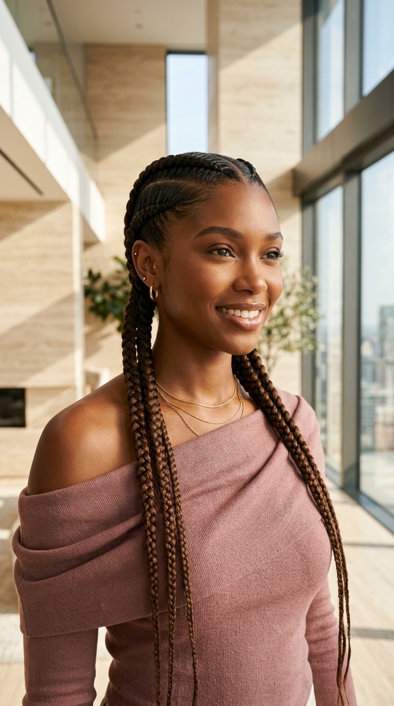 Two Low Braids Black Women