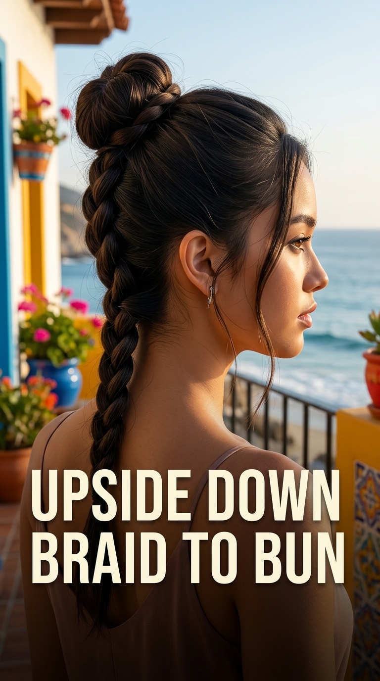 Upside Down Braid to Bun