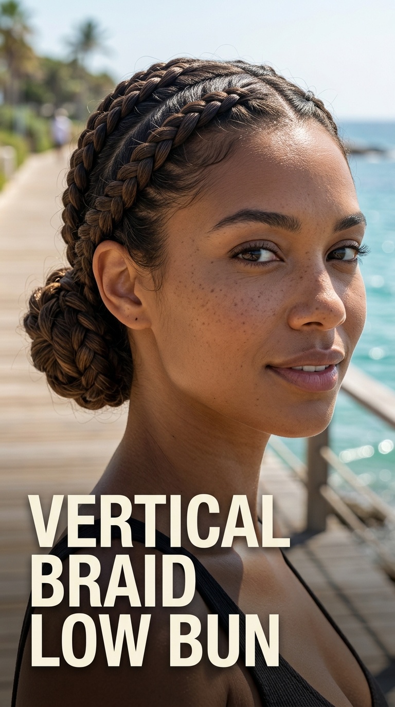 Vertical Braid Low Bun