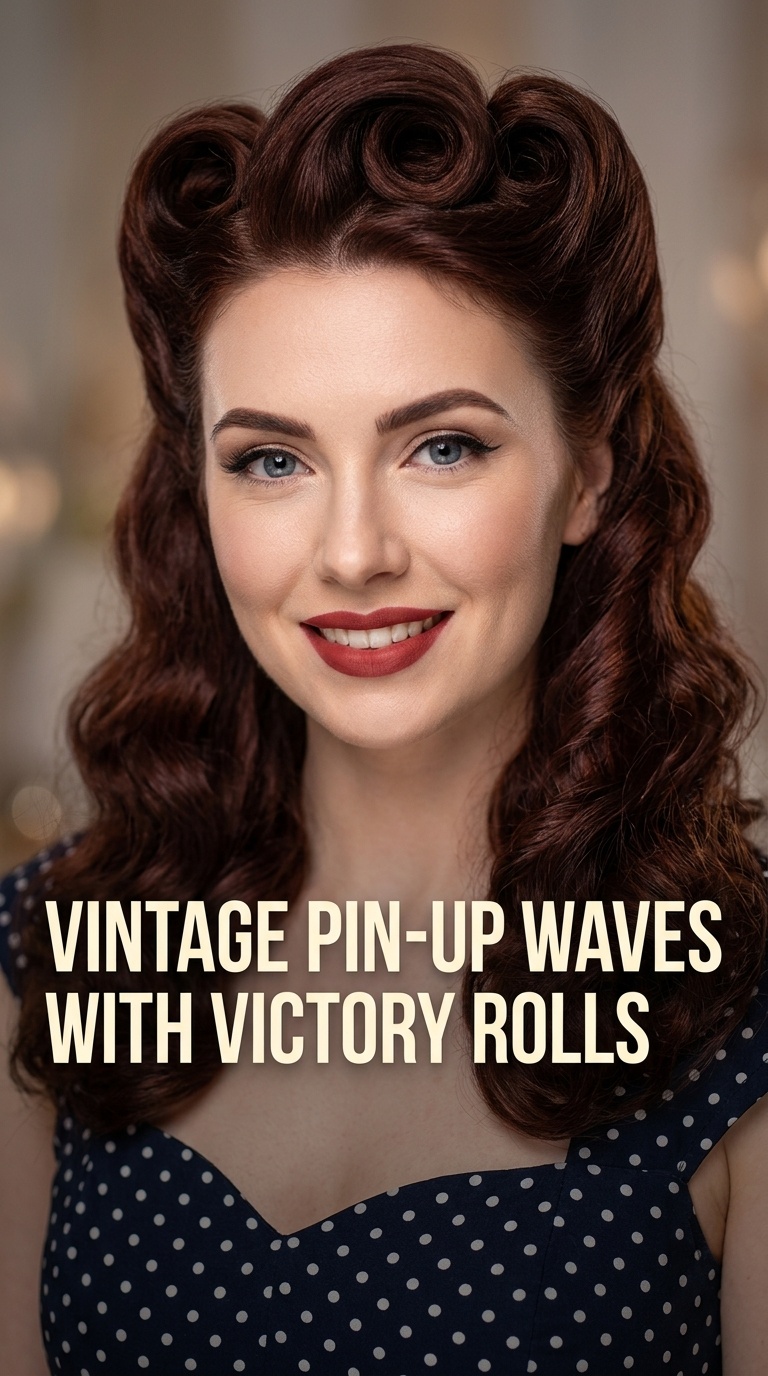 Vintage Pin-Up Waves with Victory Rolls