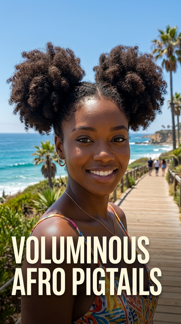 Voluminous Afro Pigtails