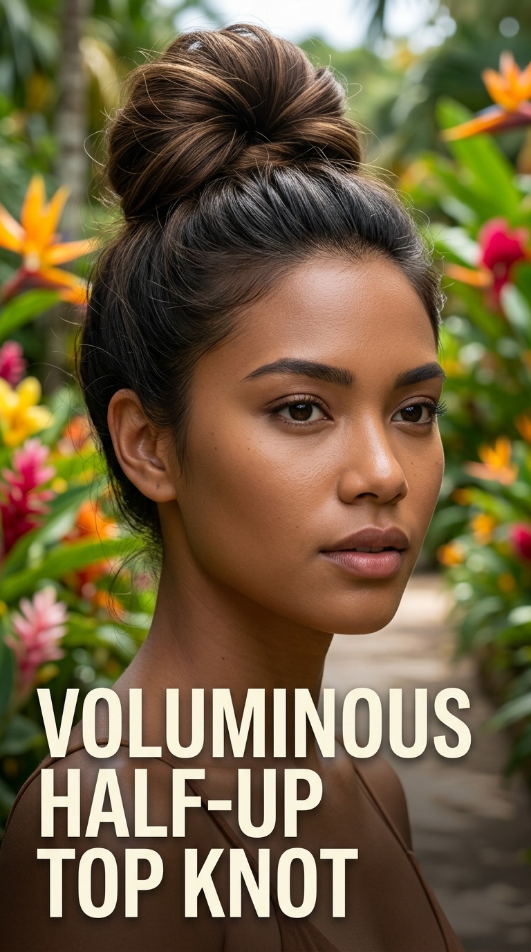 Voluminous Half-Up Top Knot
