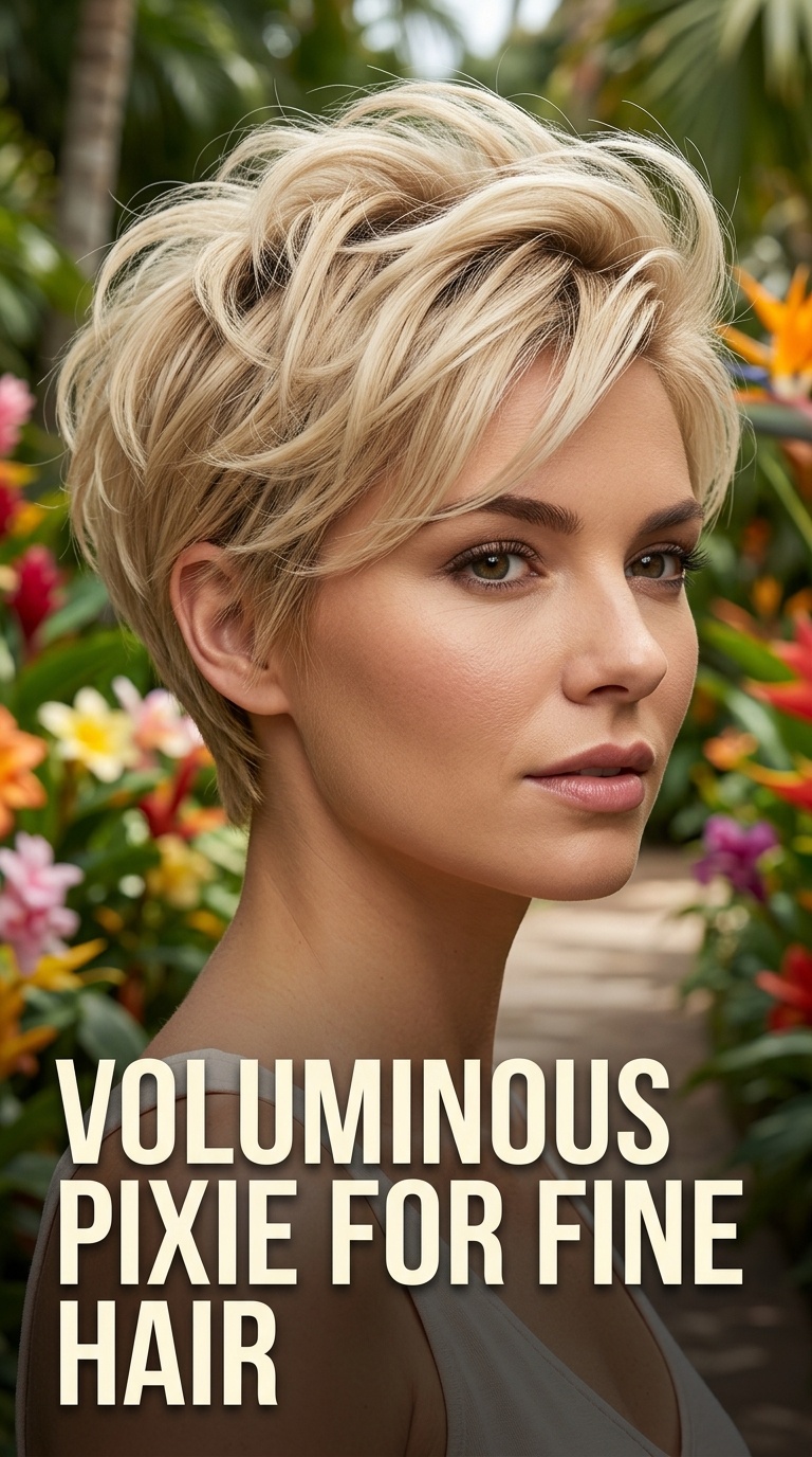 Voluminous Pixie for Fine Hair