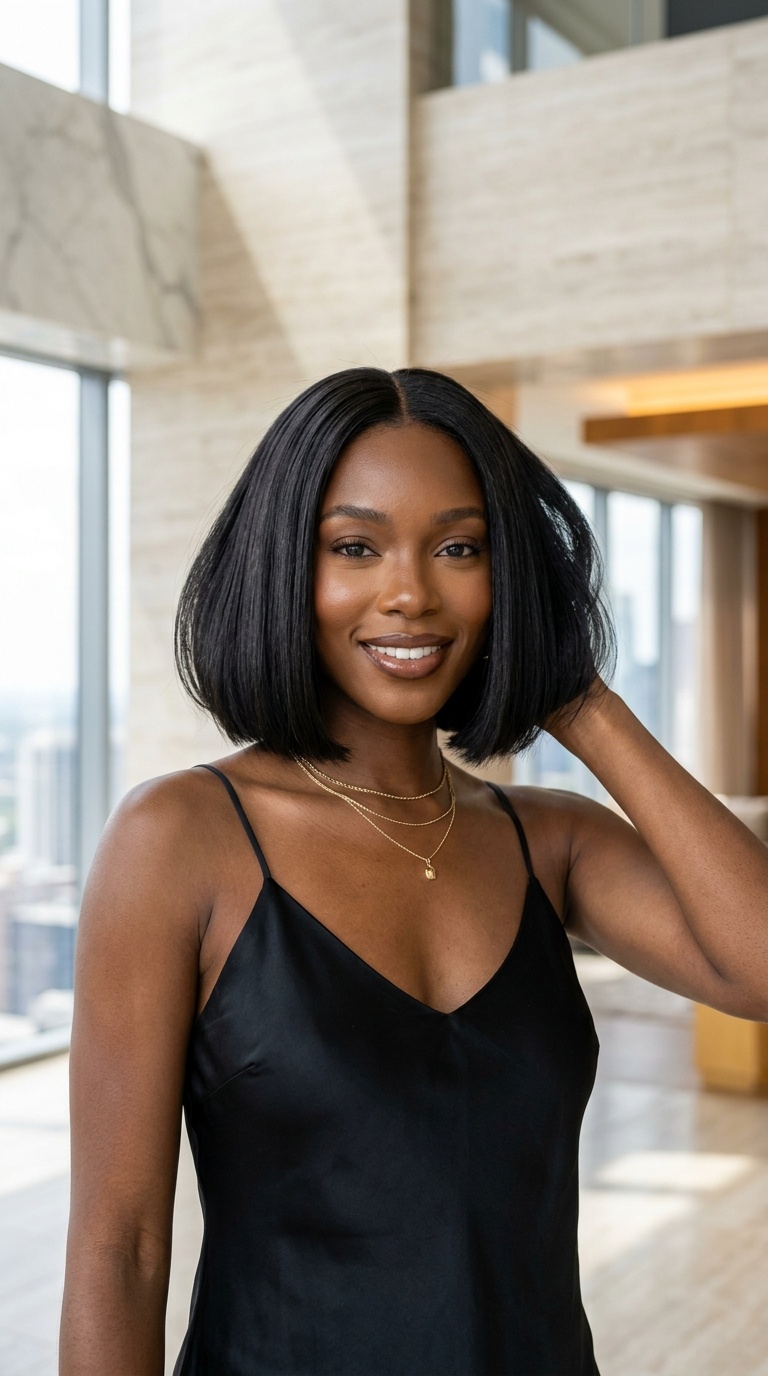 Voluminous Short Straight Hair Black Women