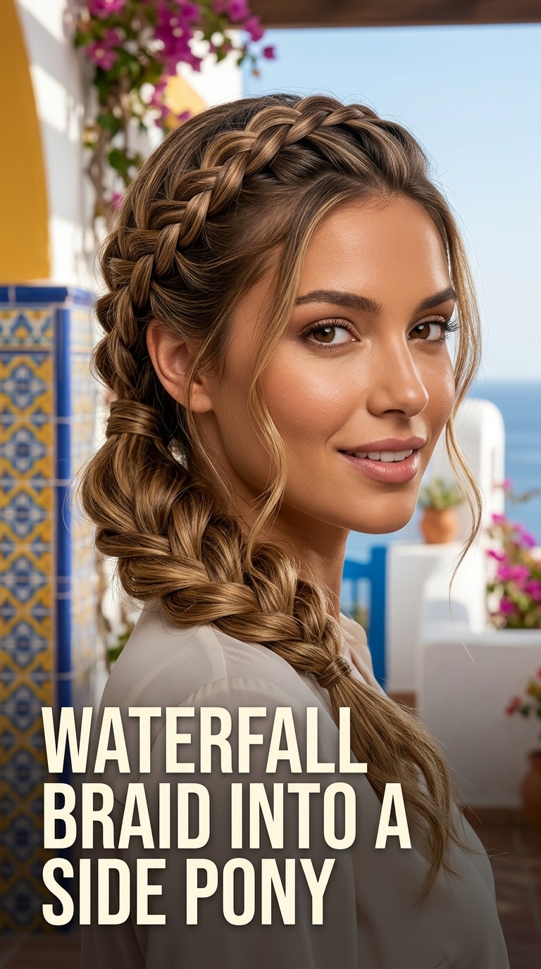 Waterfall Braid into a Side Pony