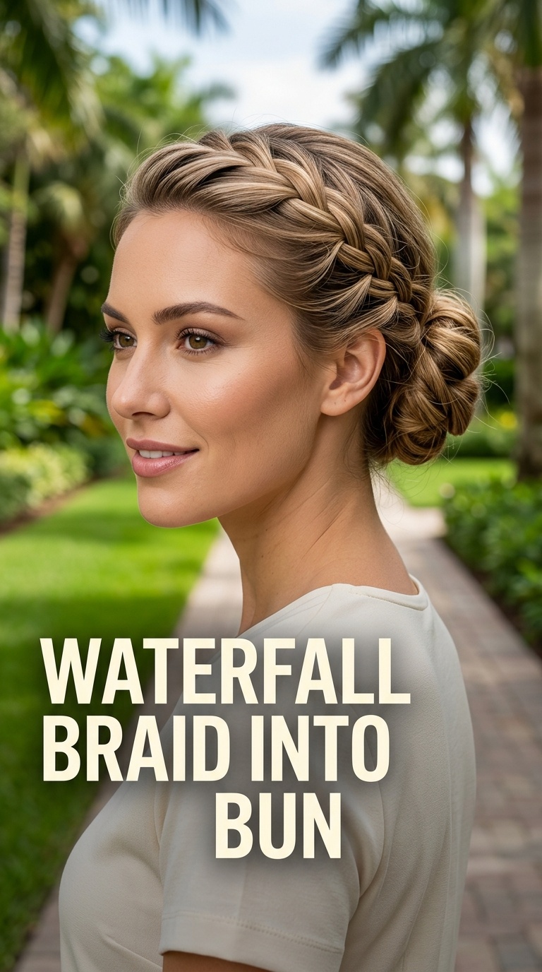 Waterfall Braid into Bun