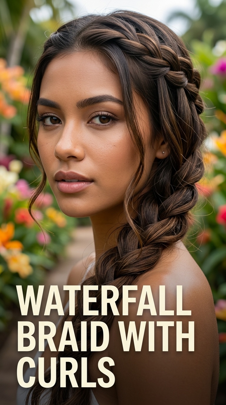 Waterfall Braid with Curls
