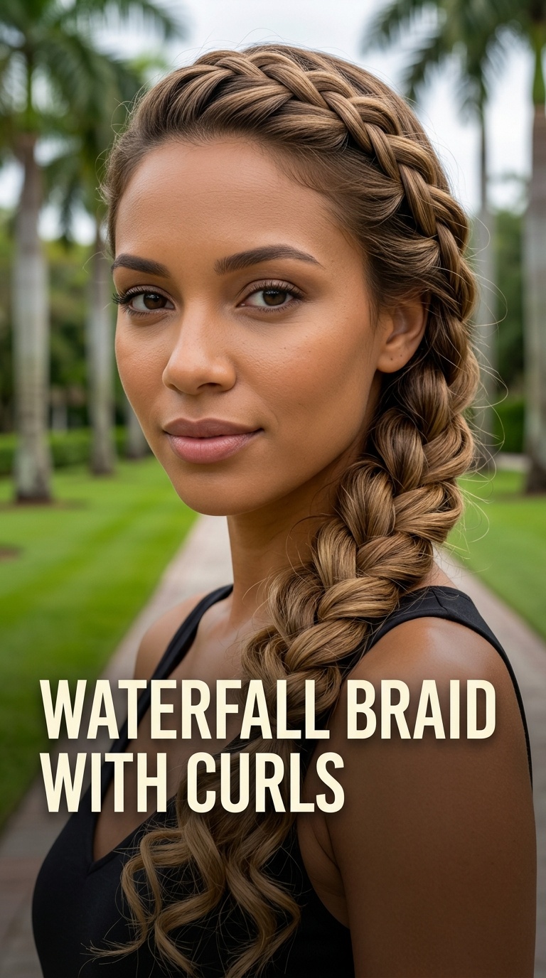 Waterfall Braid with Curls