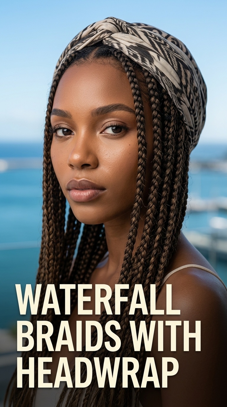 Waterfall Braids with Headwrap