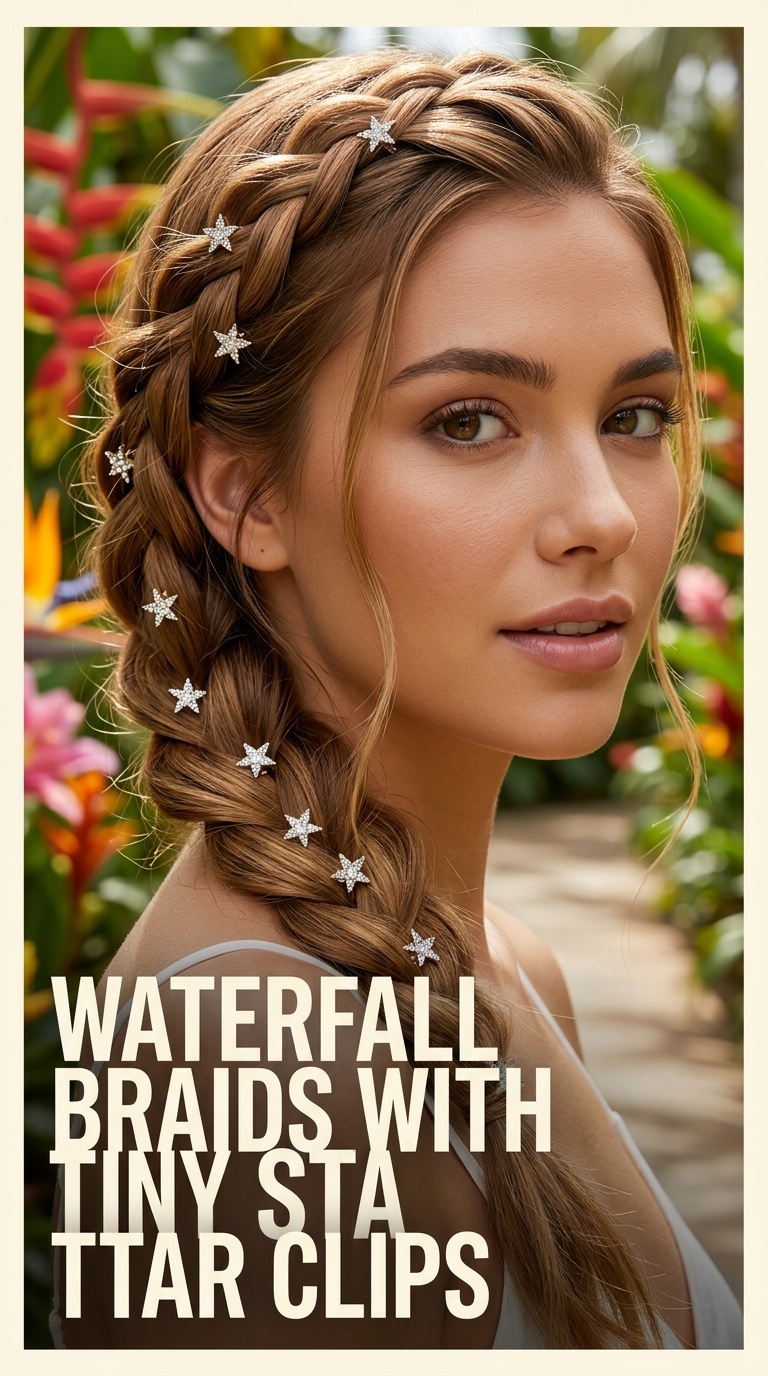 Waterfall Braids with Tiny Star Clips