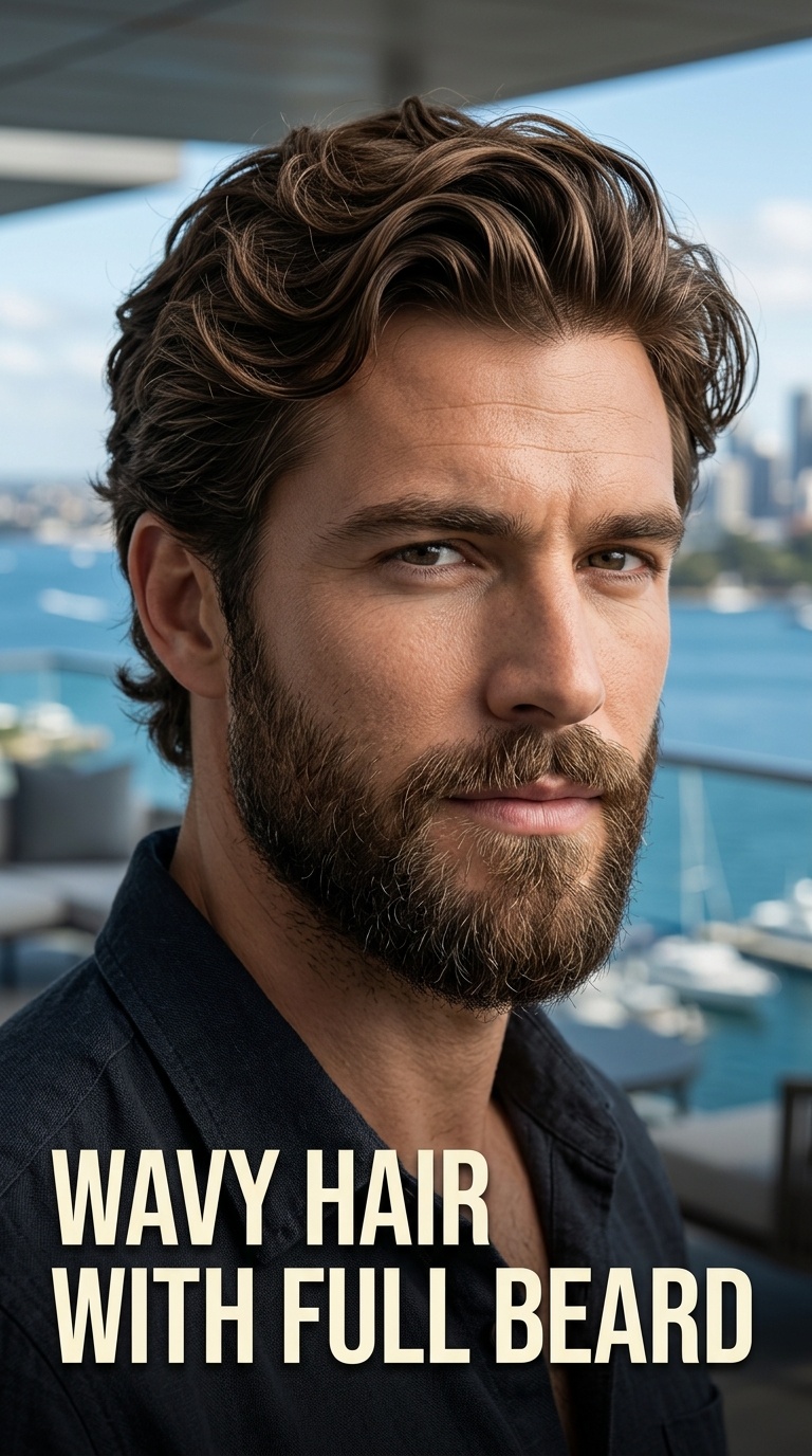 Wavy Hair with Full Beard