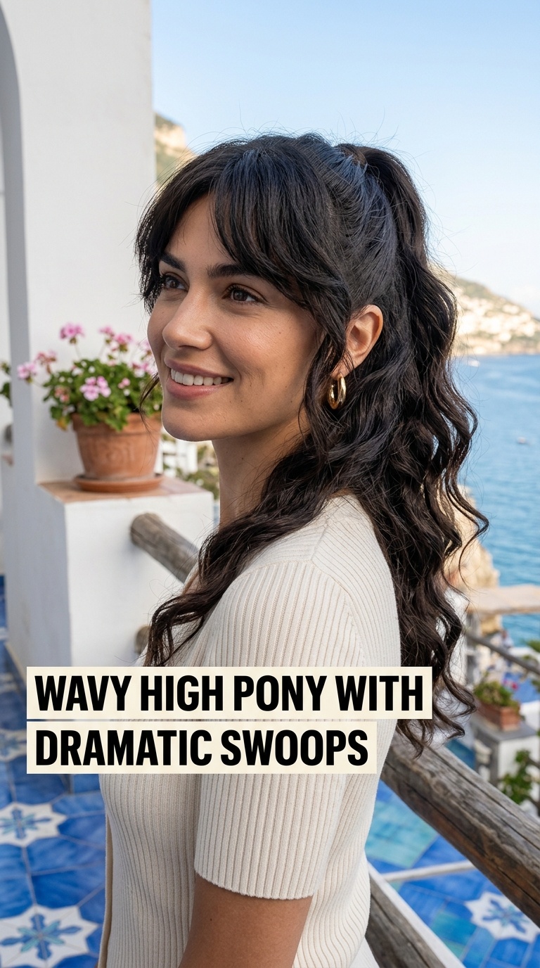 Wavy High Pony with Dramatic Swoops