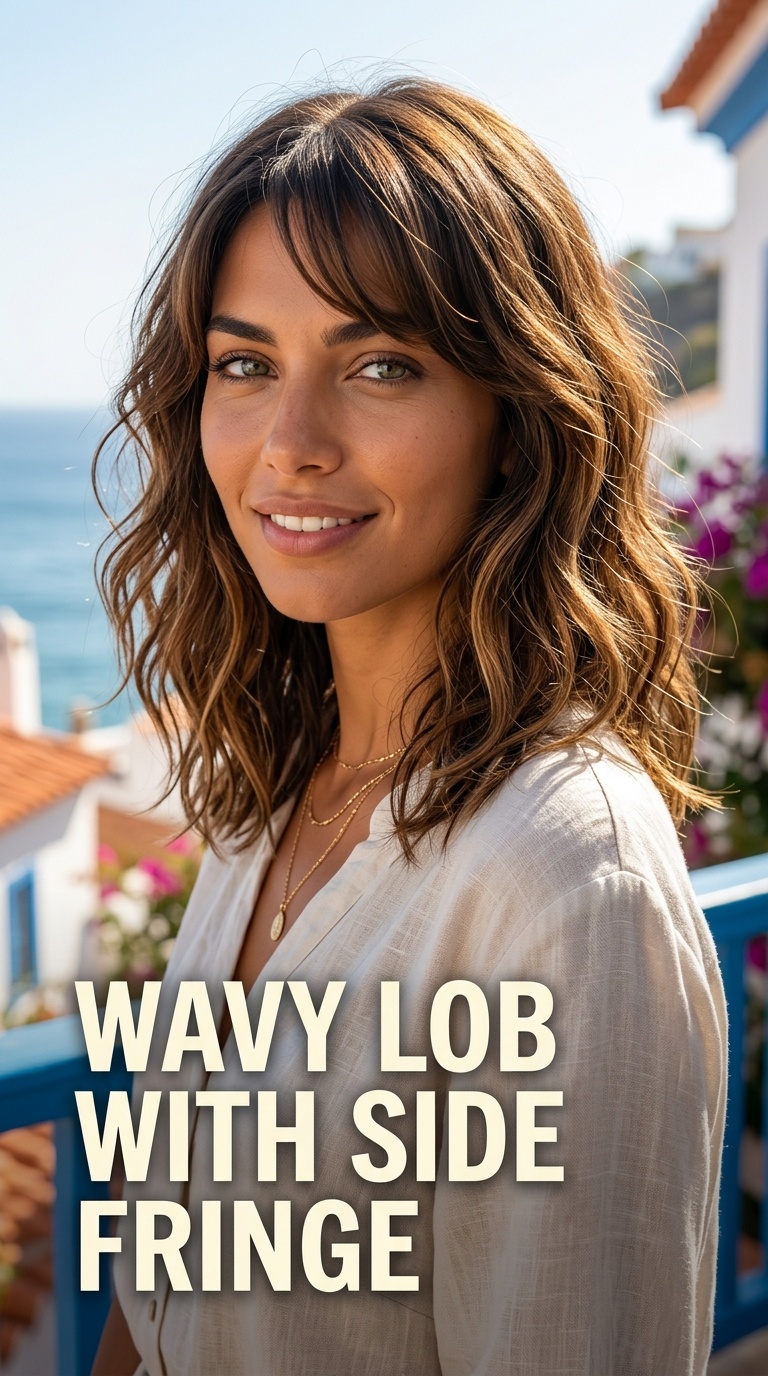 Wavy Lob with Side Fringe