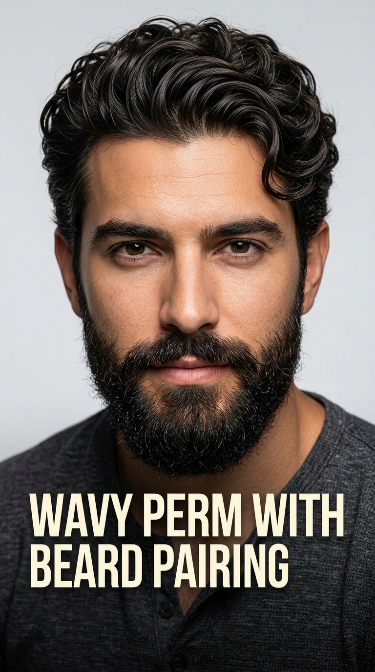 Wavy Perm with Beard Pairing