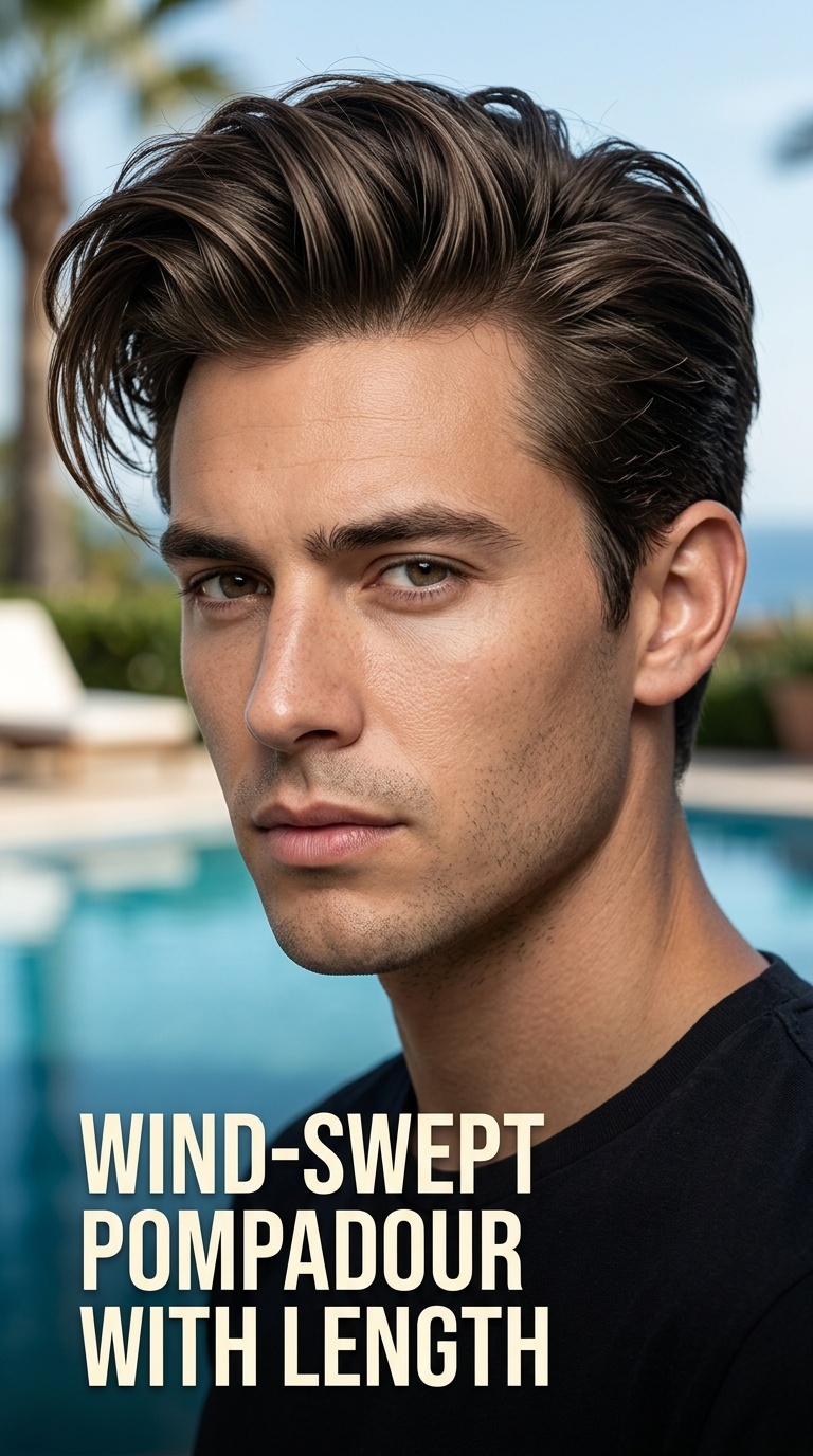 Wind-Swept Pompadour with Length