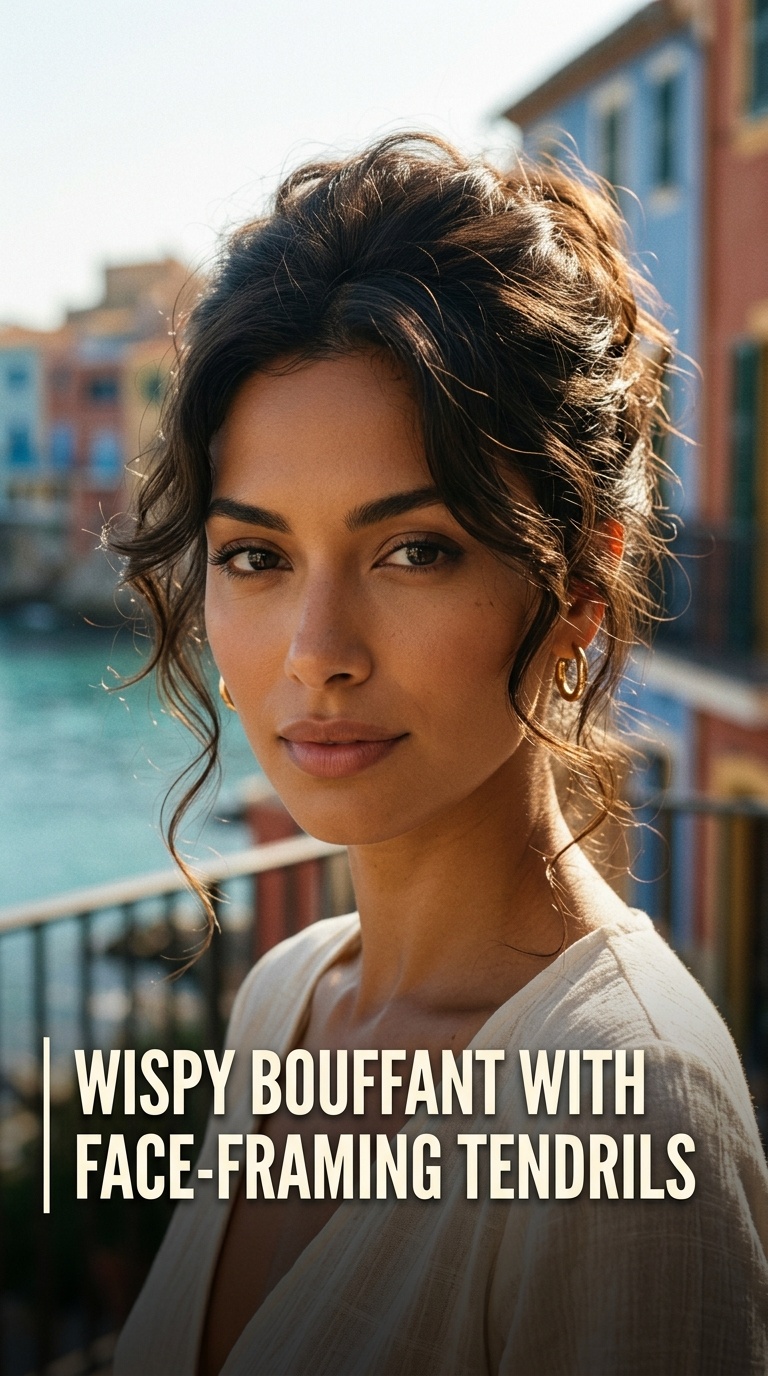 Wispy Bouffant with Face-Framing Tendrils
