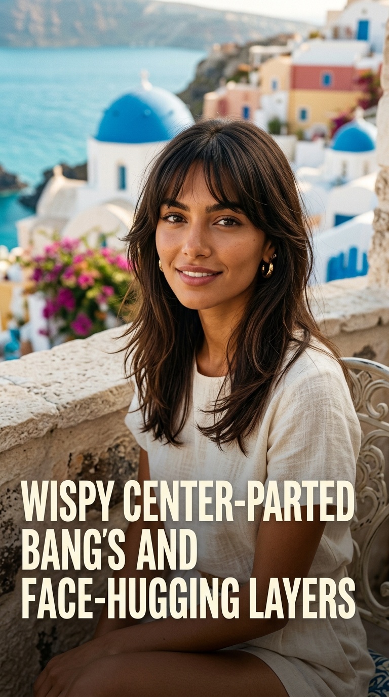 Wispy Center-Parted Bangs and Face-Hugging Layers