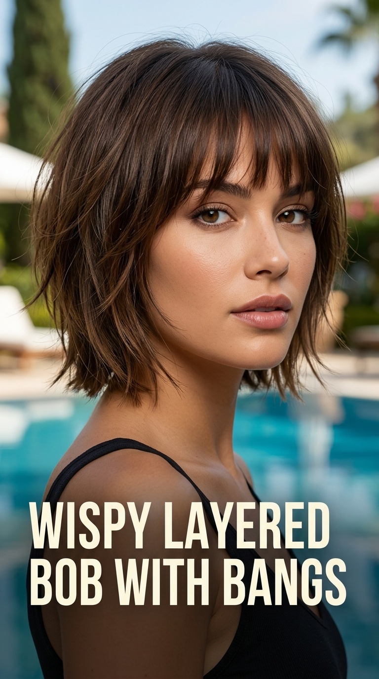 Wispy Layered Bob with Bangs