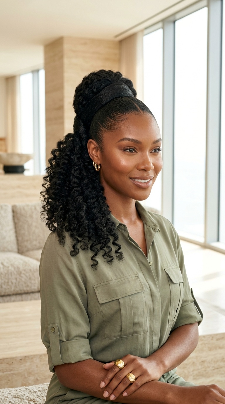 Wrapped Ponytail Updo Black Women
