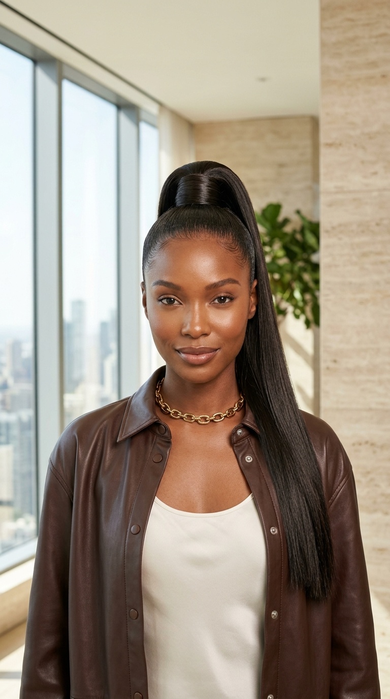 Wrapped Straight Ponytail Styles
