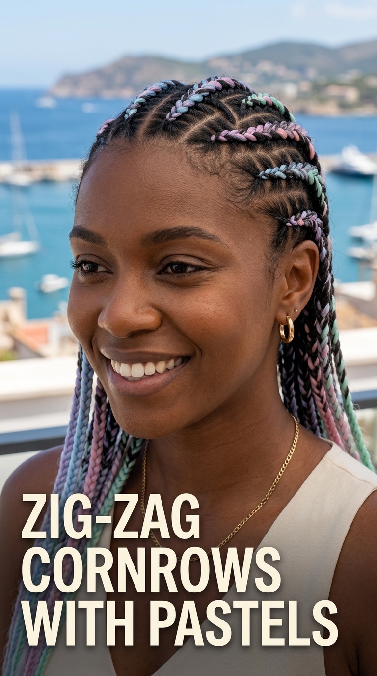 Zig-Zag Cornrows with Pastels