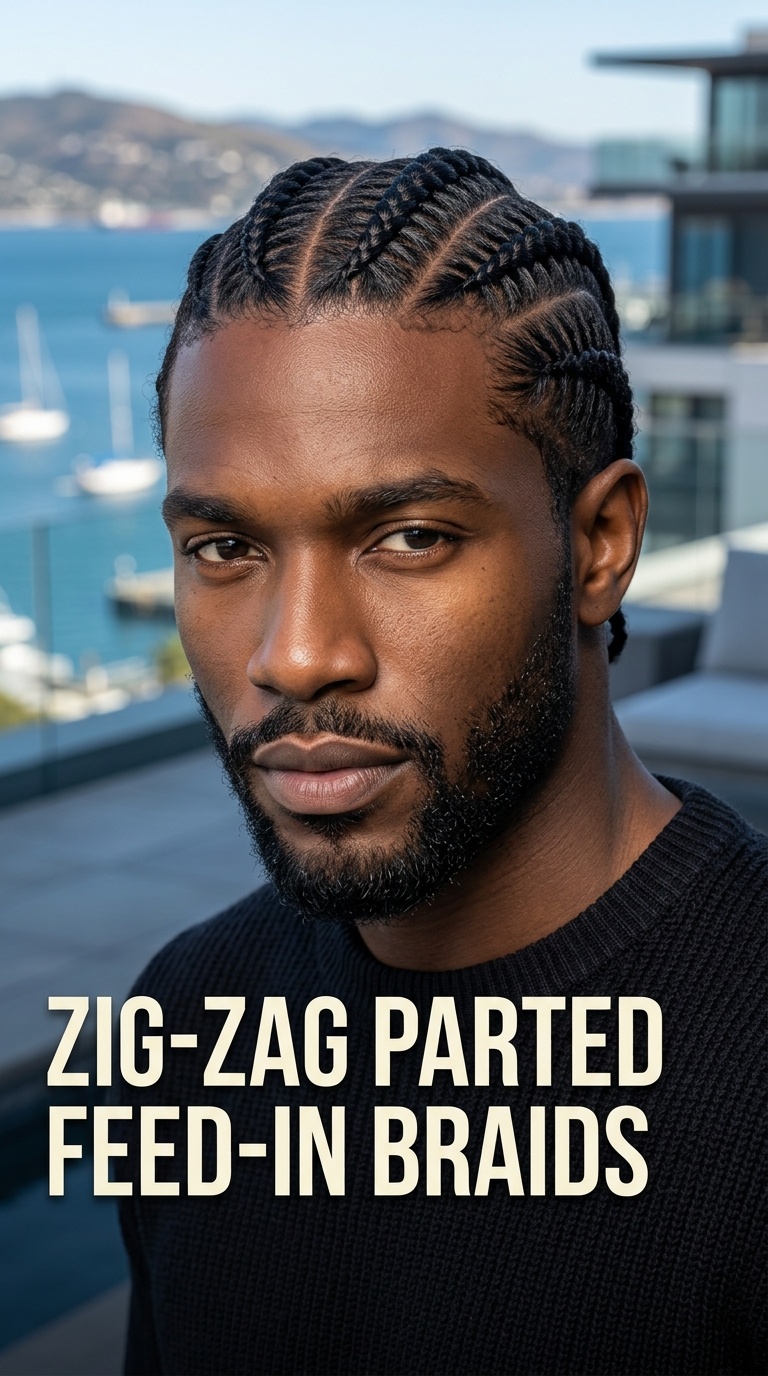 Zig-Zag Parted Feed-in Braids