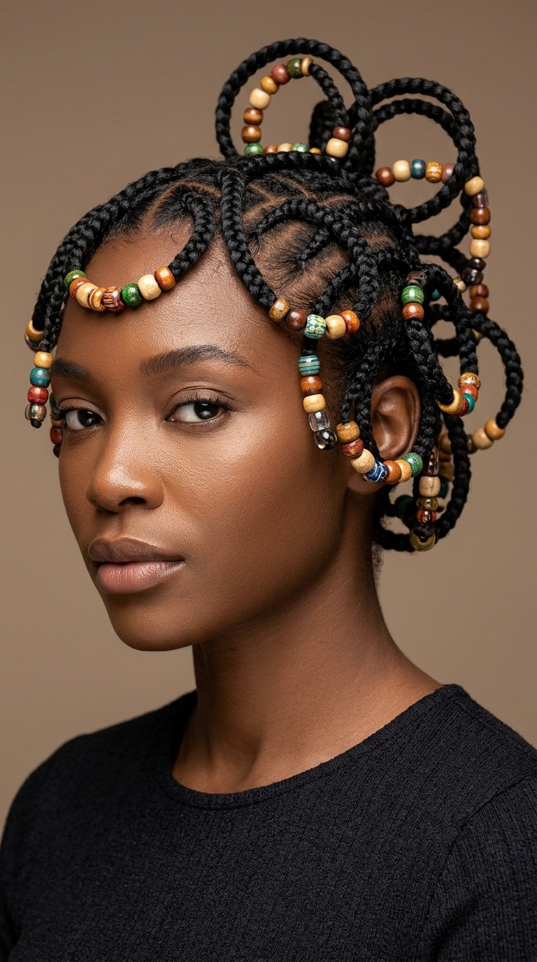 3D Beaded Braids with Circular Framing