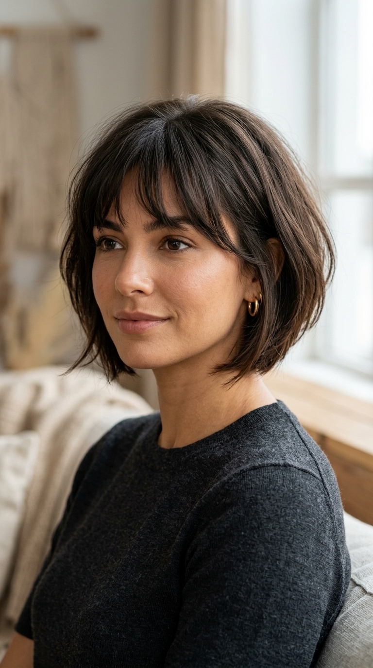 A-Line Inverted Bob with Wispy Bangs