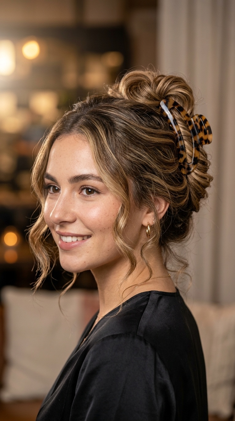 Abstract Claw Clip Updo