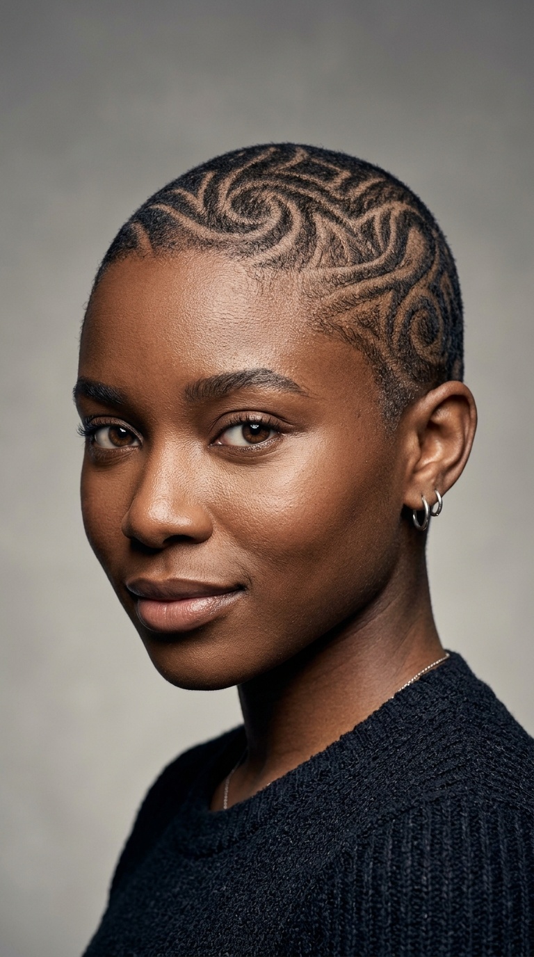 Abstract Swirl Patterned Buzz Cut