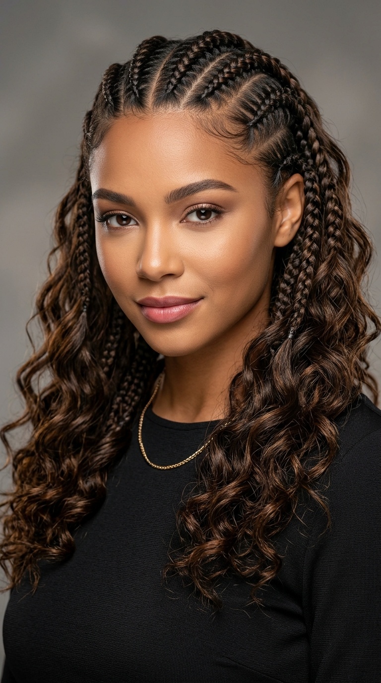 Accent Braids with Loose Curls