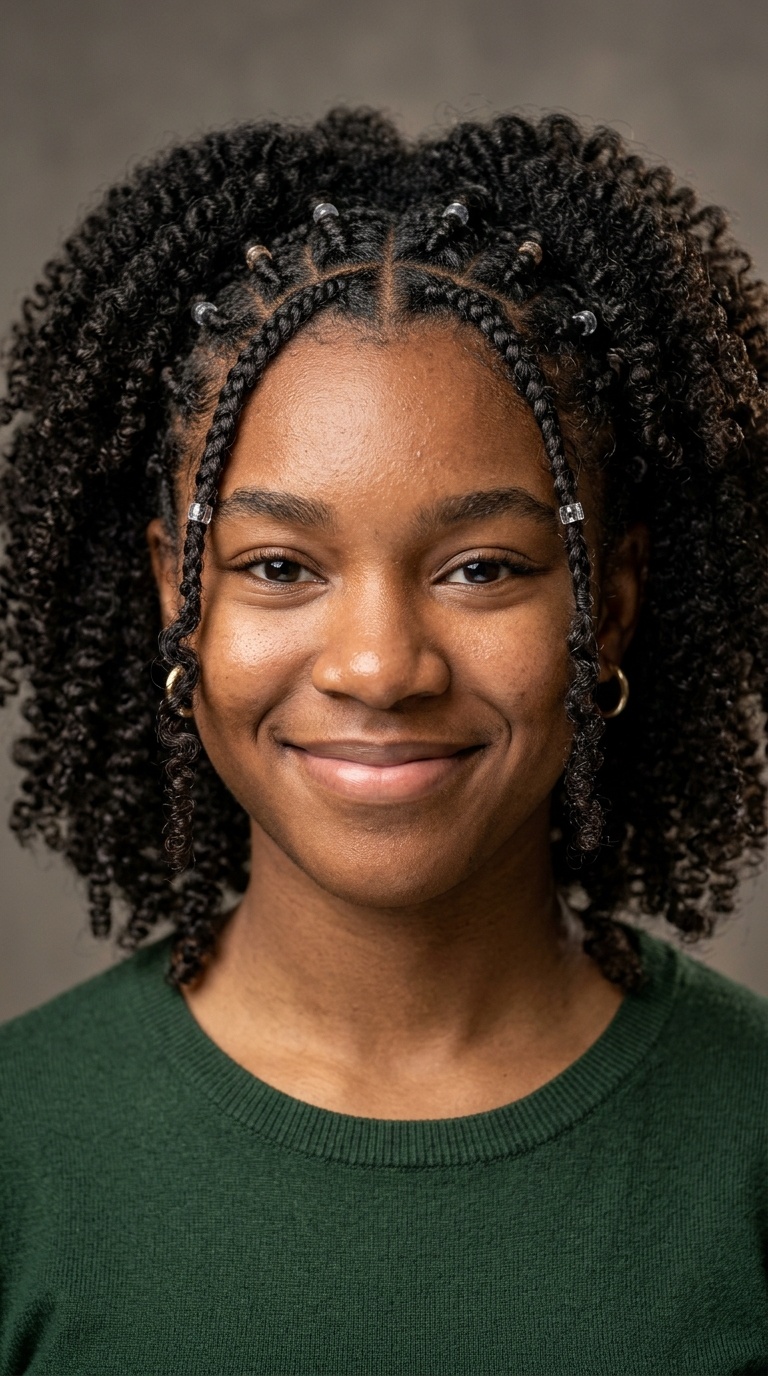 Accent Braids with Natural 4C Curls