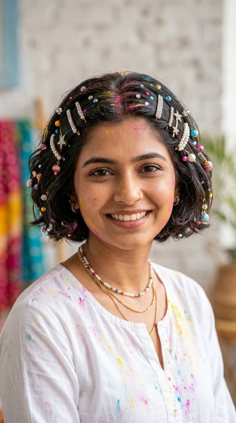 Accessorized Bob with Sparkly Pins