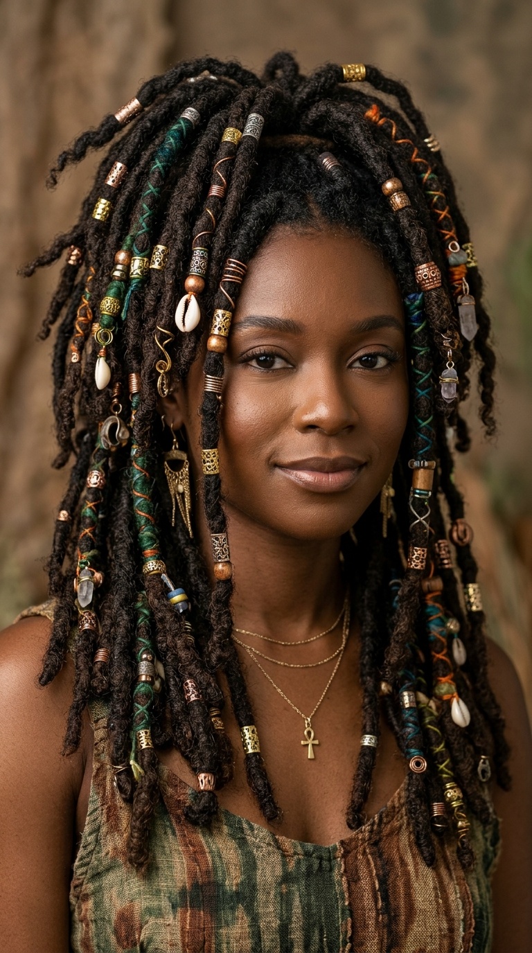 Accessory-Rich Freeform Locs