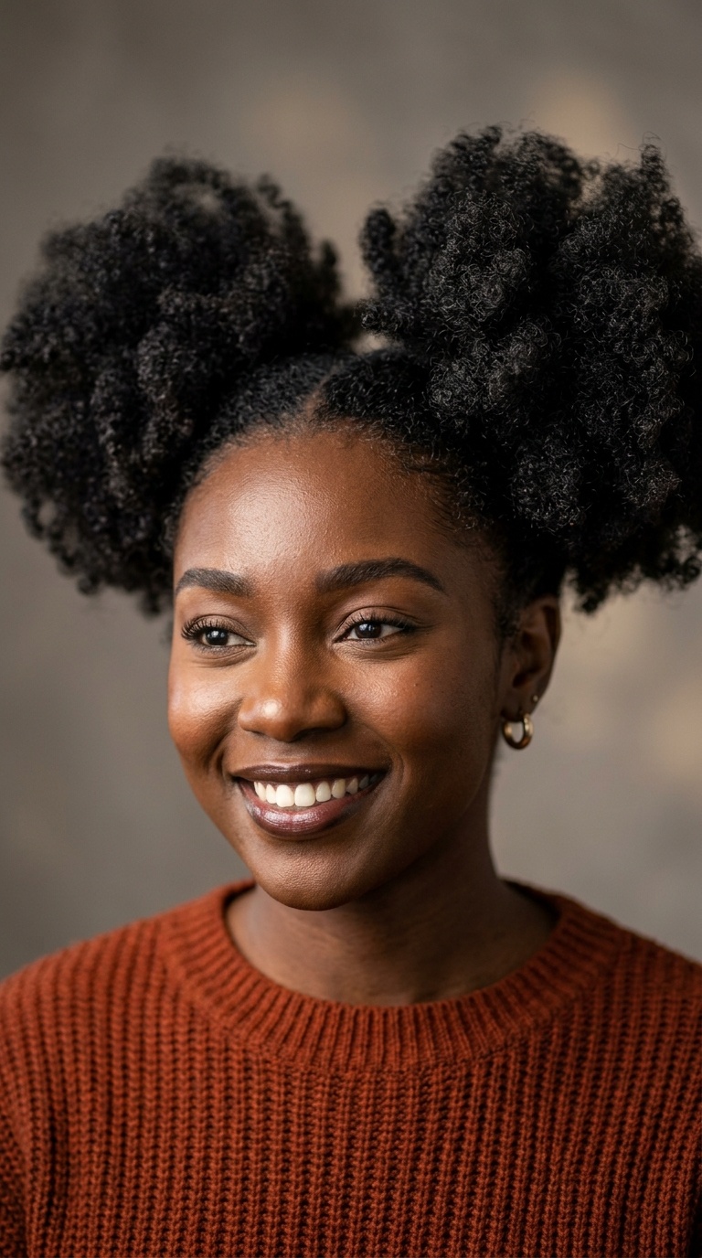 Afro Double Puffs with Maximum Volume