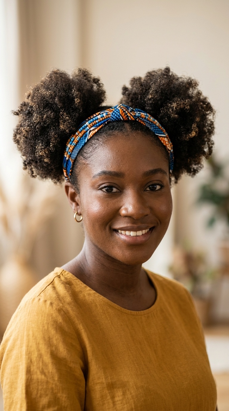 Afro Puff with a Decorative Headband