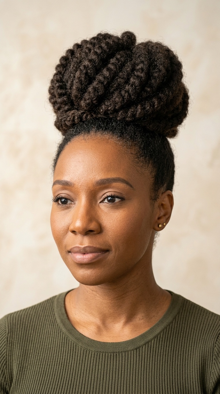 Afro-Textured Bun with Bundles