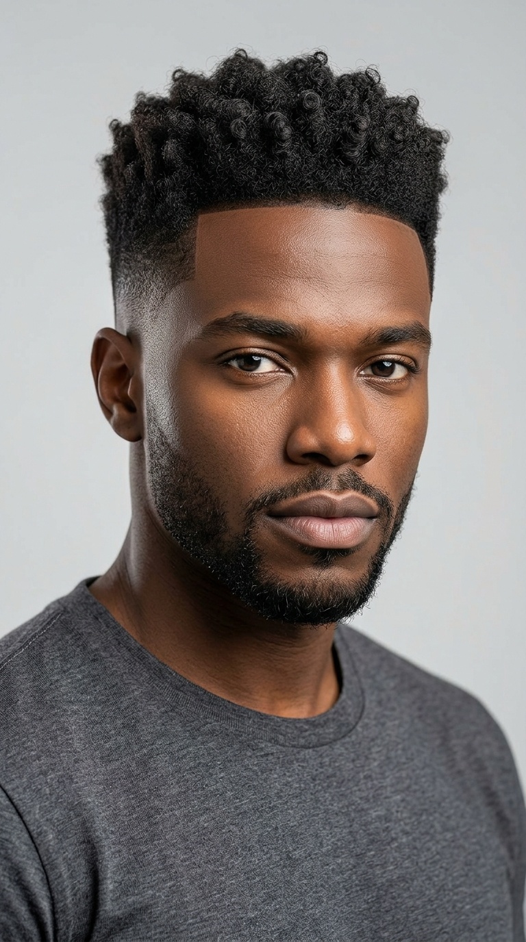 Afro-Textured Crop with High Top Fade