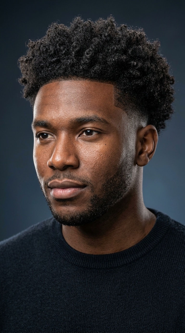 Afro-Textured Curls with Low Fade