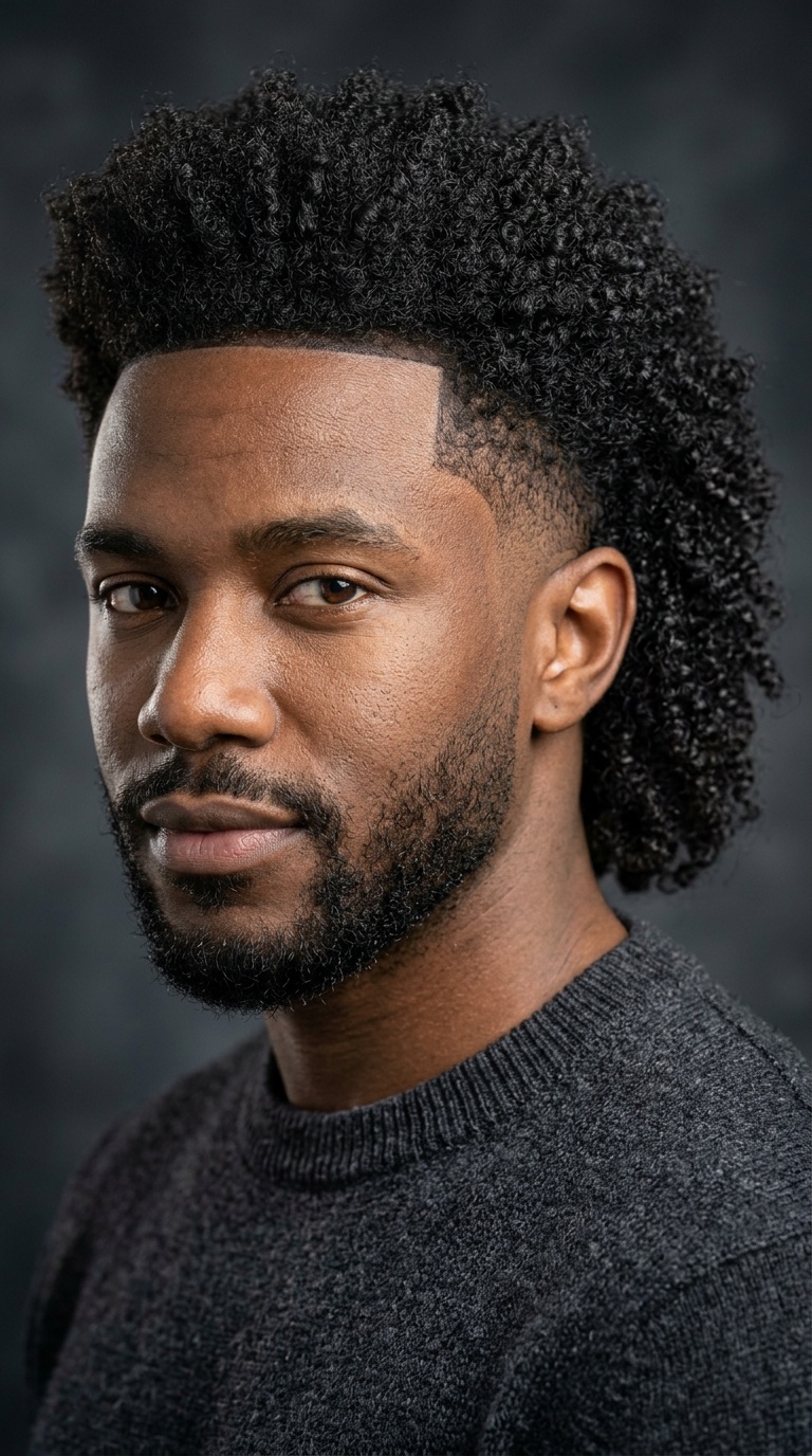 Afro-Textured Mullet with Temple Taper