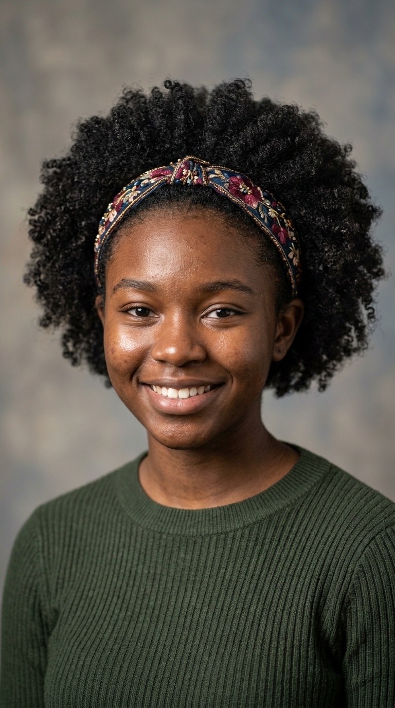 Afro with a Decorative Headband
