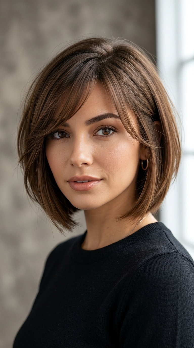 Angled Bob with Side-Swept Bangs