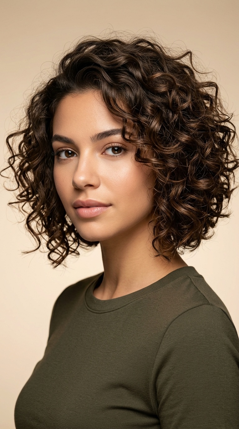 Angled Curly Bob